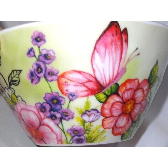 Studio California Soup Dessert Cereal Bowl Butterfly Floral Garden Melamine Gift - Picture 4 of 6
